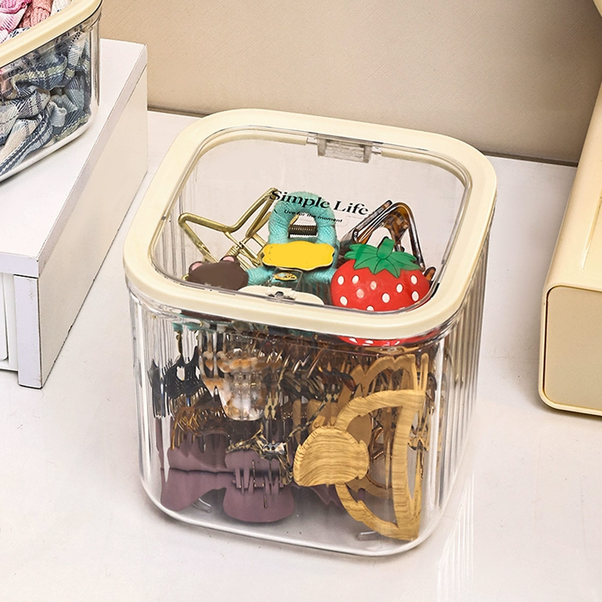 AliExpress Desktop Hair Accessory Storage Box with Lid, view 4