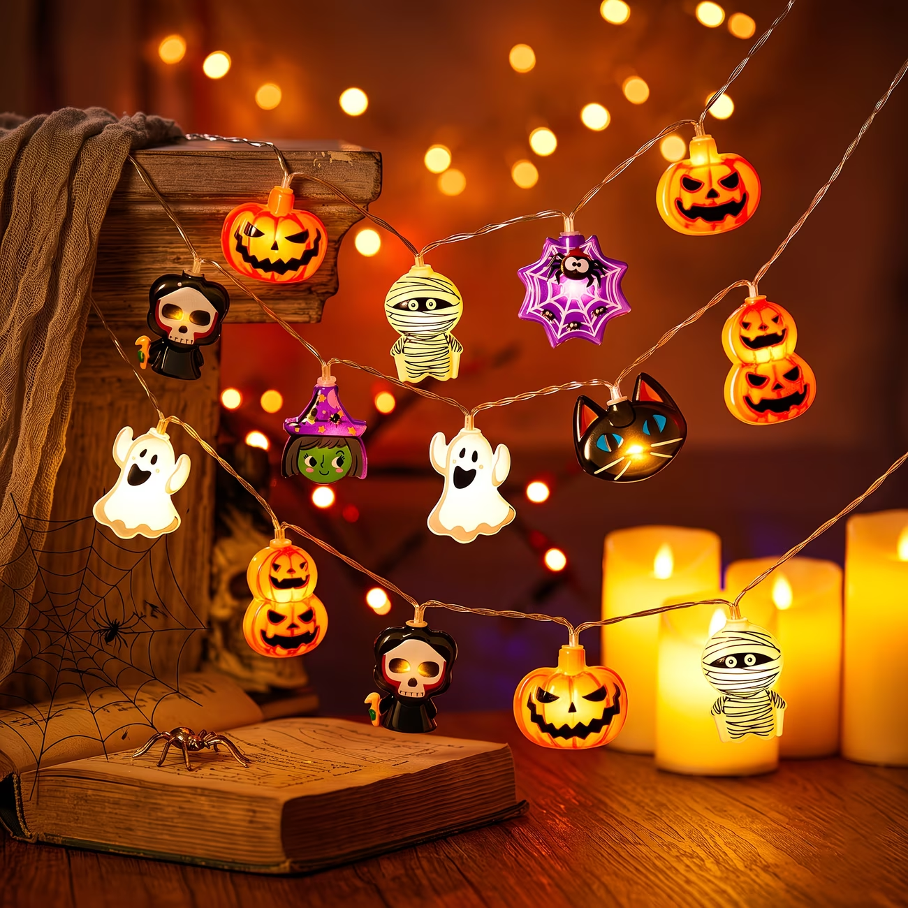AliExpress Halloween LED String Lights with Ghost and Pumpkin, view 4