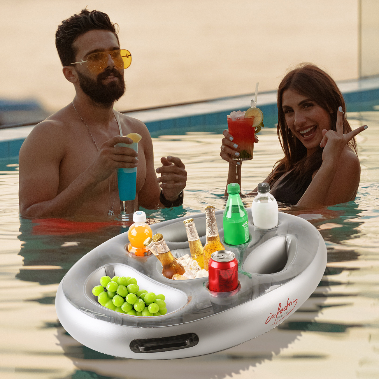 AliExpress 1PC Inflatable Drink Holder Thickened, Floating Cup Rack Portable Ice Tray with Cup Holder for Pool Party Summer