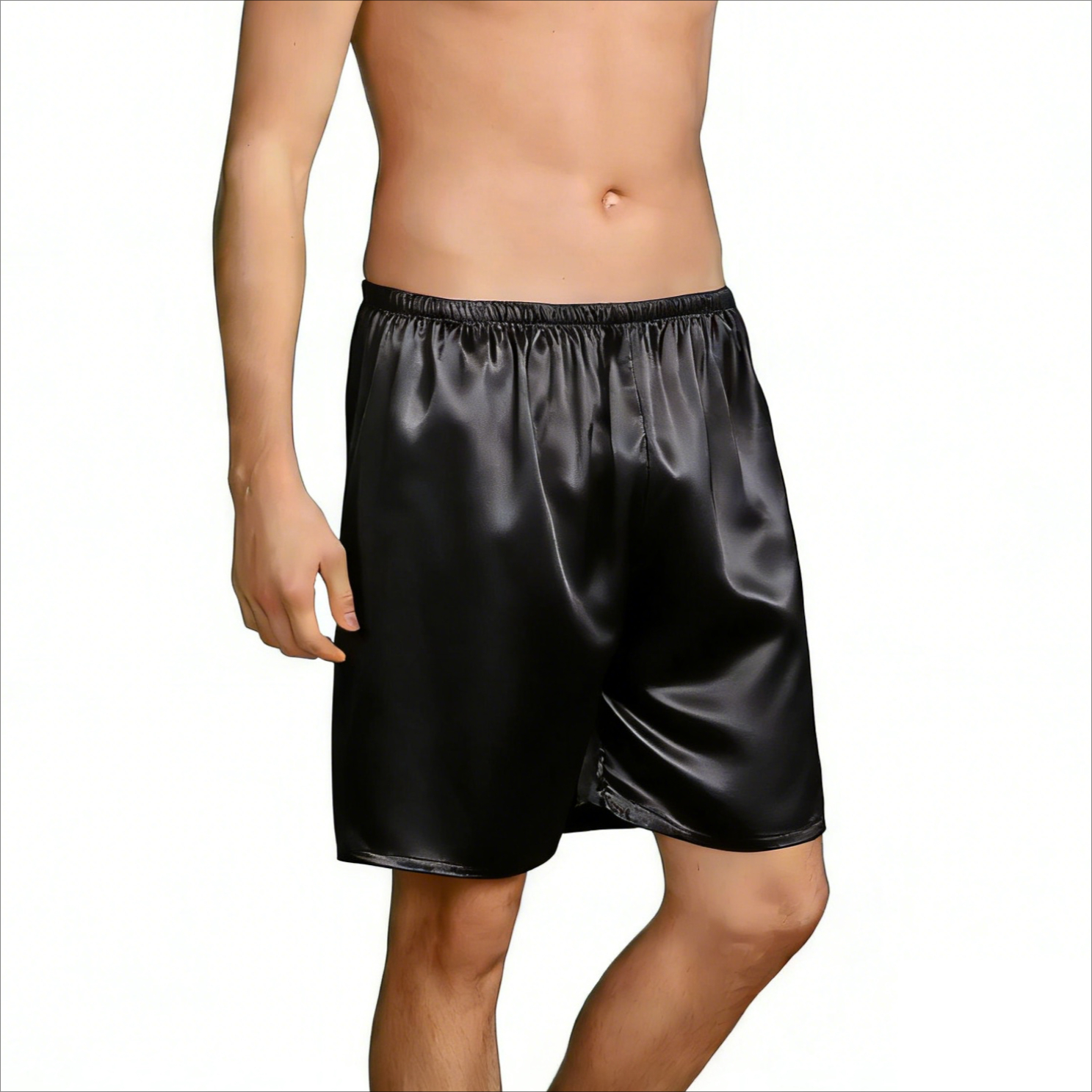 AliExpress 1pc Men's Satin Ice Silk Shorts Lightweight Smooth Comfortable Breathable Sweat-Wicking Casual Lounge Sleep Men Underwear Shorts, view 3