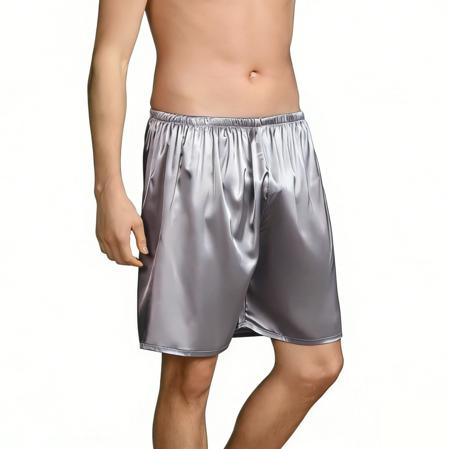 AliExpress 1pc Men's Satin Ice Silk Shorts Lightweight Smooth Comfortable Breathable Sweat-Wicking Casual Lounge Sleep Men Underwear Shorts, view 4