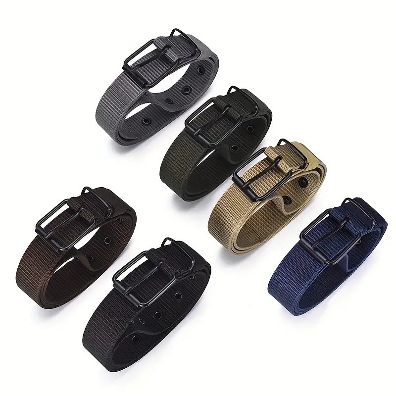 AliExpress 1pc Mens Durable Nylon Canvas Belt - Heavy-Duty Tactical Work Belt with Stylish Quick-Release Prong Buckle for Everyday Wear