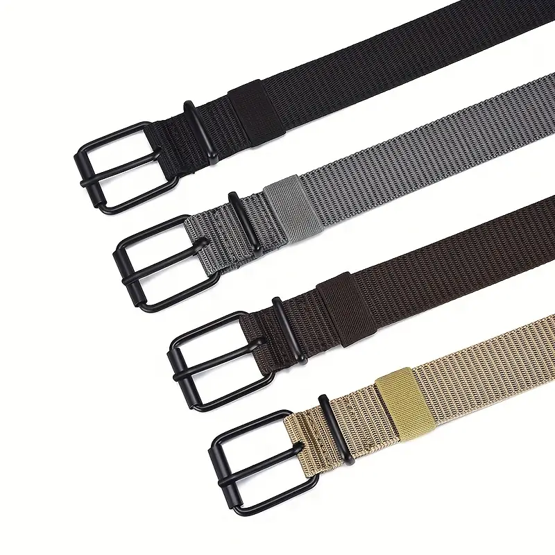 AliExpress 1pc Mens Durable Nylon Canvas Belt - Heavy-Duty Tactical Work Belt with Stylish Quick-Release Prong Buckle for Everyday Wear, view 2