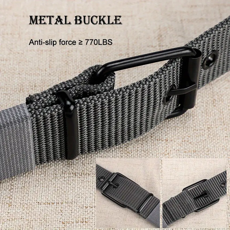 AliExpress 1pc Mens Durable Nylon Canvas Belt - Heavy-Duty Tactical Work Belt with Stylish Quick-Release Prong Buckle for Everyday Wear, view 3
