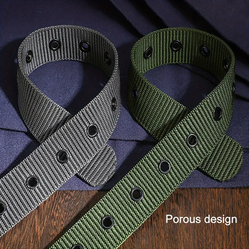 AliExpress 1pc Mens Durable Nylon Canvas Belt - Heavy-Duty Tactical Work Belt with Stylish Quick-Release Prong Buckle for Everyday Wear, view 5