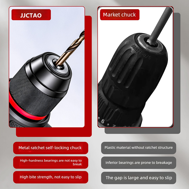 AliExpress 1pc Metal Keyless Drill Chuck,0.8~10mm1.5~13mm,3Jaw Ratchet Self-Lock Chuck,For Electric Hand Drill,Cordless Drill&Lithium Drill, view 2