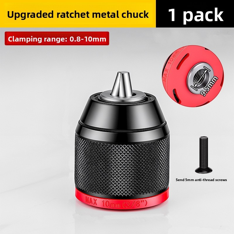 AliExpress 1pc Metal Keyless Drill Chuck,0.8~10mm1.5~13mm,3Jaw Ratchet Self-Lock Chuck,For Electric Hand Drill,Cordless Drill&Lithium Drill, view 5