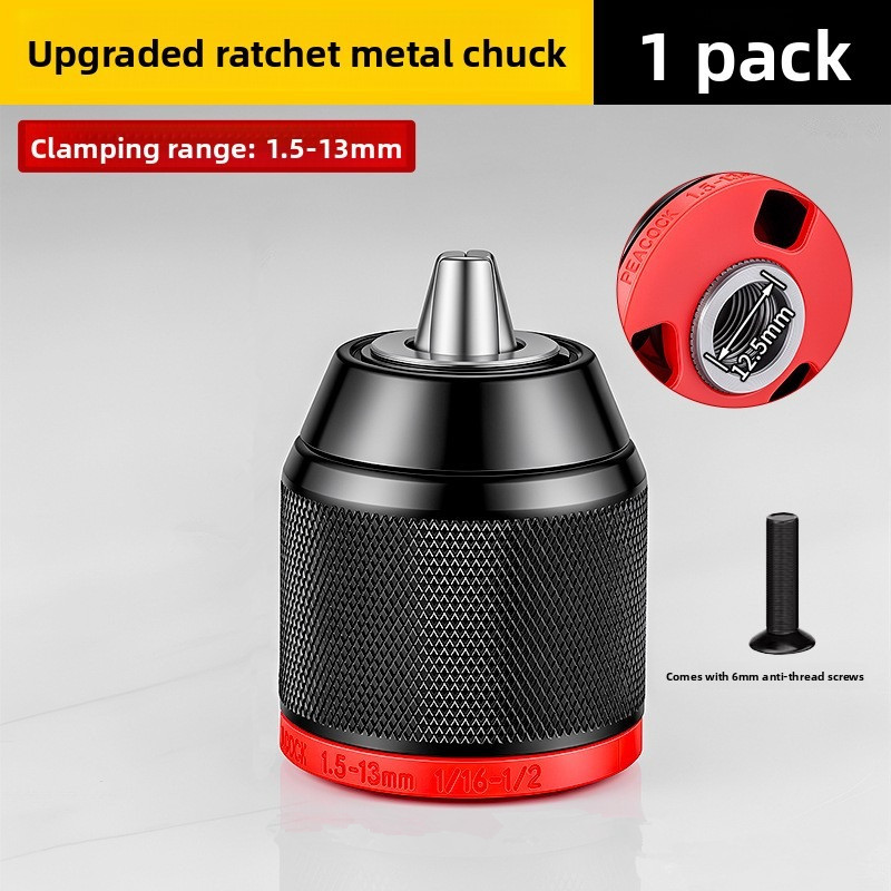 AliExpress 1pc Metal Keyless Drill Chuck,0.8~10mm1.5~13mm,3Jaw Ratchet Self-Lock Chuck,For Electric Hand Drill,Cordless Drill&Lithium Drill, view 6