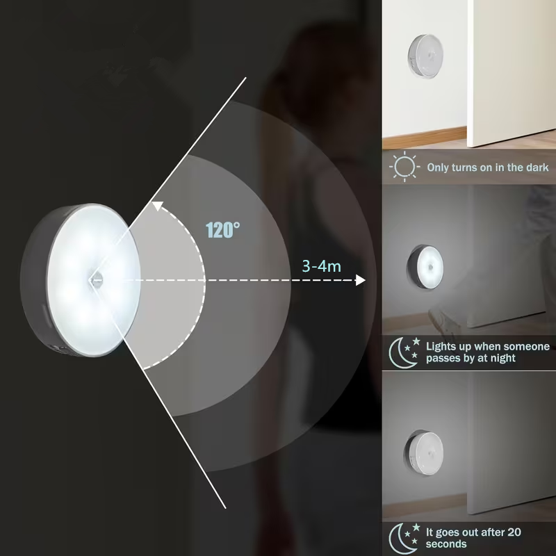 AliExpress 1pc Motion Sensor Night Light - Wireless LED Detector Lamp for Bedroom, Staircase, Closet, and Room Decor-, view 6