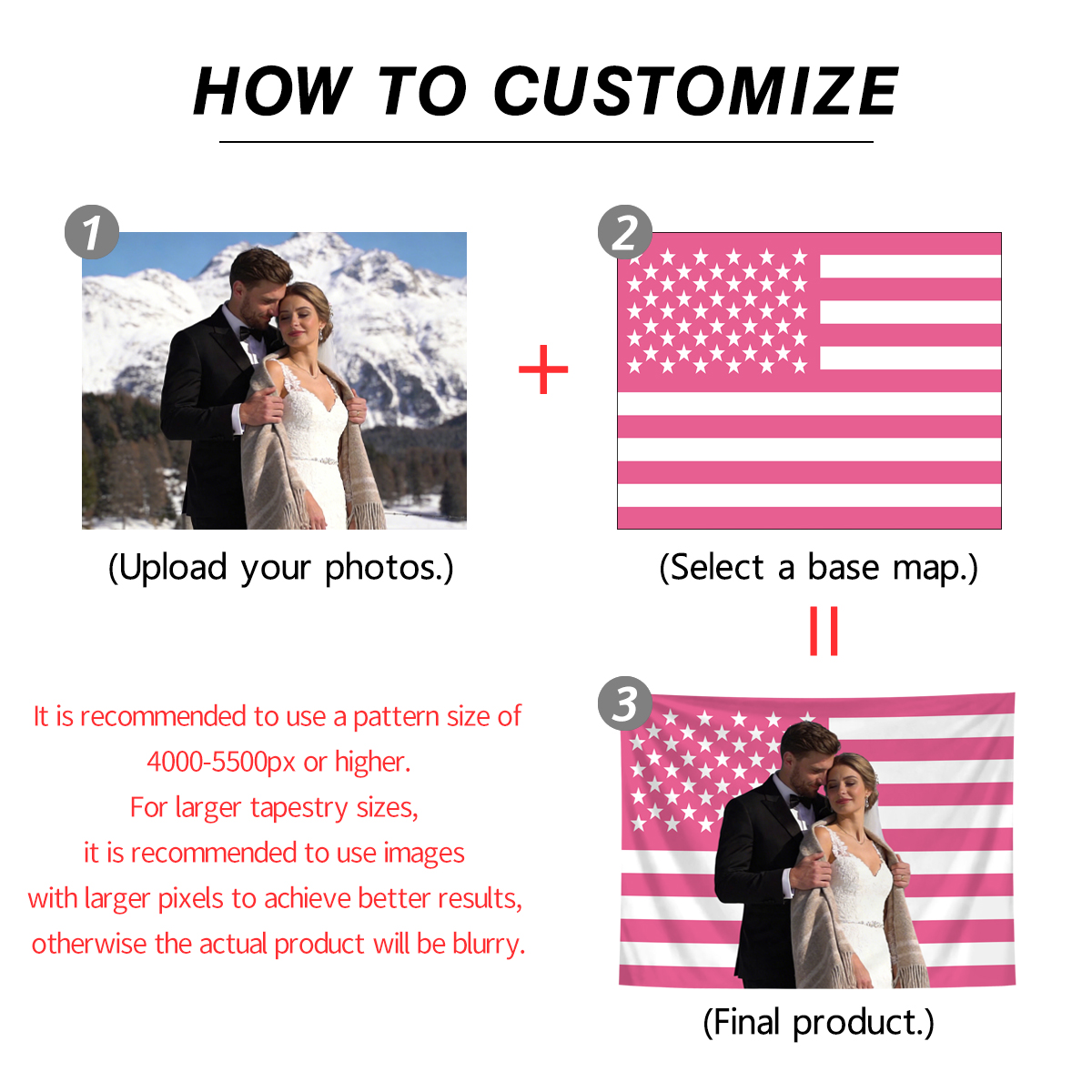 AliExpress 1pc Personalized photo customized American flag tapestry, room decoration banner tapestry customized for family, pets, idols, view 3
