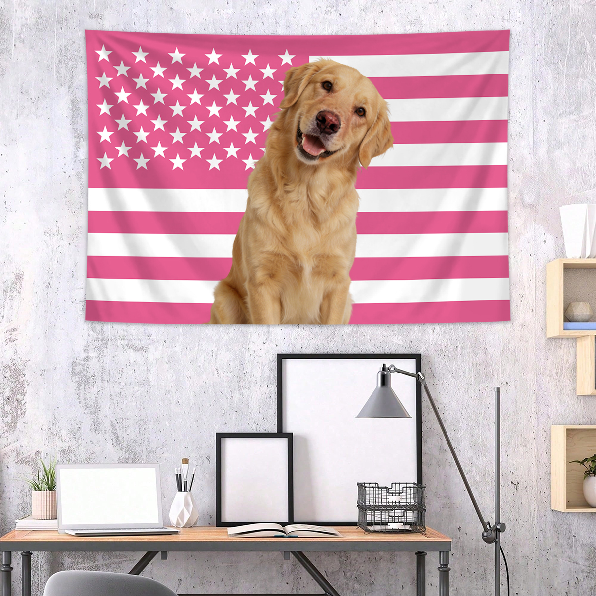 AliExpress 1pc Personalized photo customized American flag tapestry, room decoration banner tapestry customized for family, pets, idols, view 5