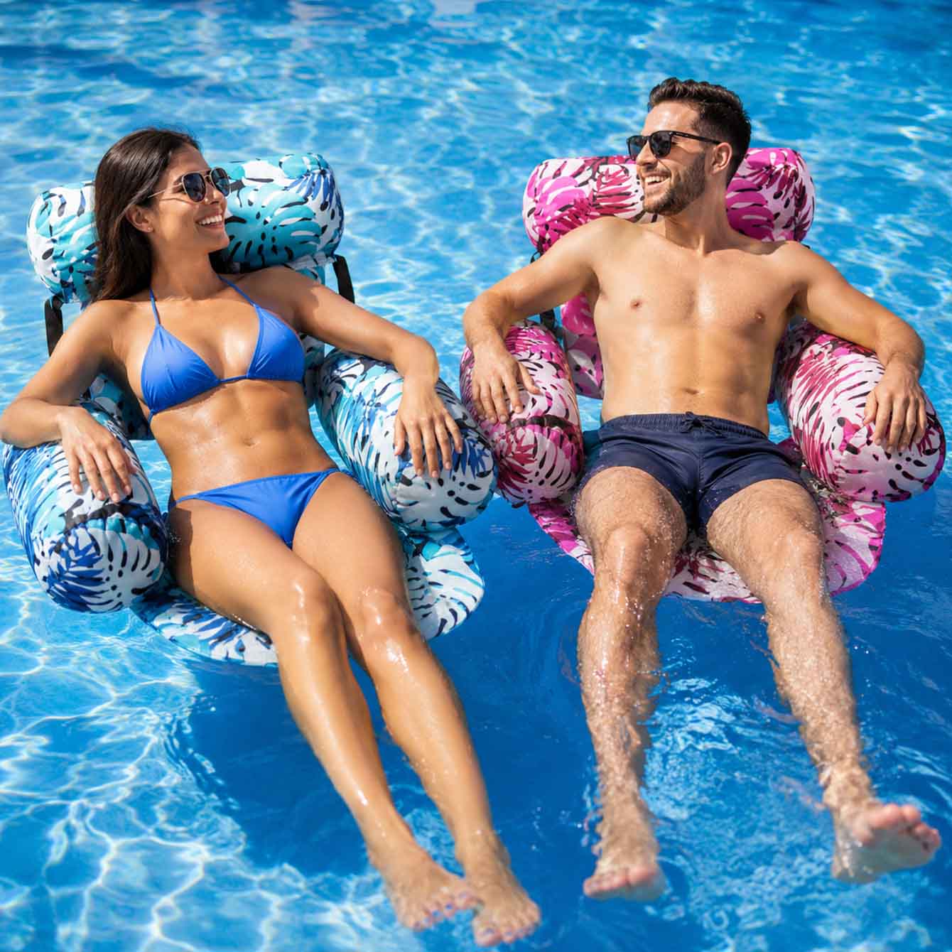 AliExpress 1PC Pool Floats Inflatable Floating Chair for Adults Tropical Pool Lounger with Headrest Armrests Summer Beach Water Hammock