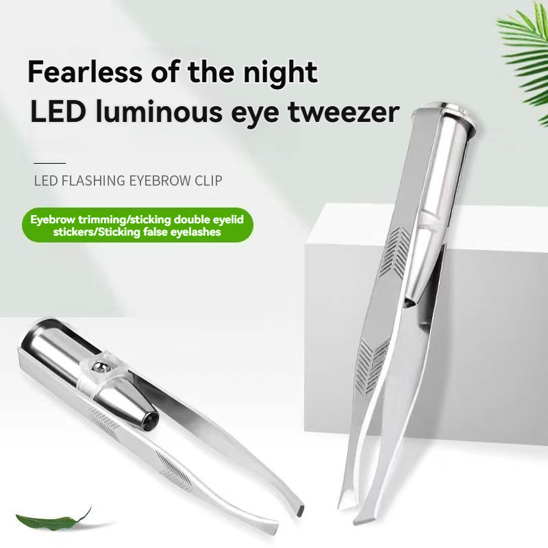 AliExpress 1PC Portable Stainless Steel Eyebrow Tweezer with Smart LED Light - Makeup Removal Tool, view 4