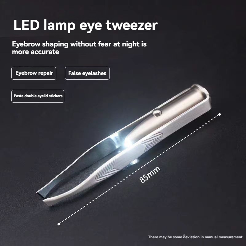 AliExpress 1PC Portable Stainless Steel Eyebrow Tweezer with Smart LED Light - Makeup Removal Tool, view 5