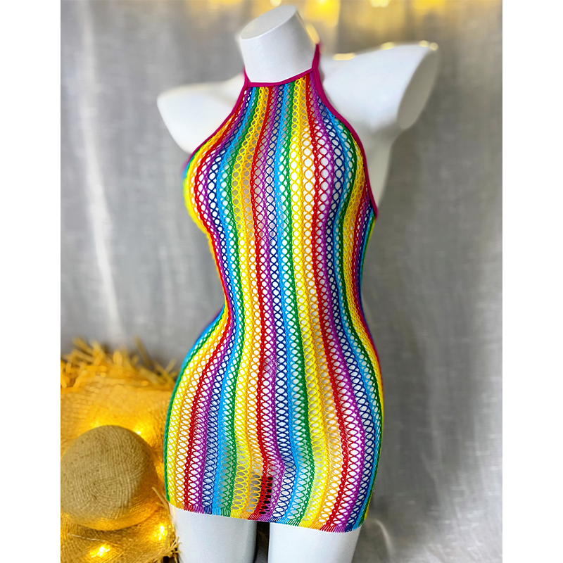 AliExpress 1PC Sexy Women Fishnet Cover Up Without Bikini Hollow Out Bodycon Dress See Through Beachwear Summer Women's Swimwear CT010, view 3