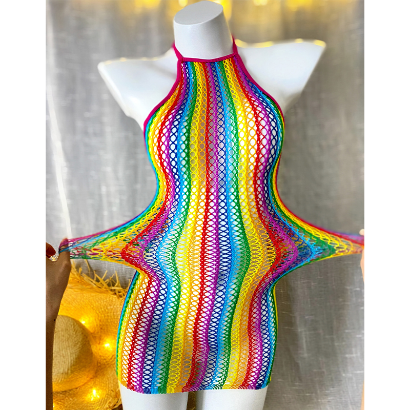 AliExpress 1PC Sexy Women Fishnet Cover Up Without Bikini Hollow Out Bodycon Dress See Through Beachwear Summer Women's Swimwear CT010, view 4