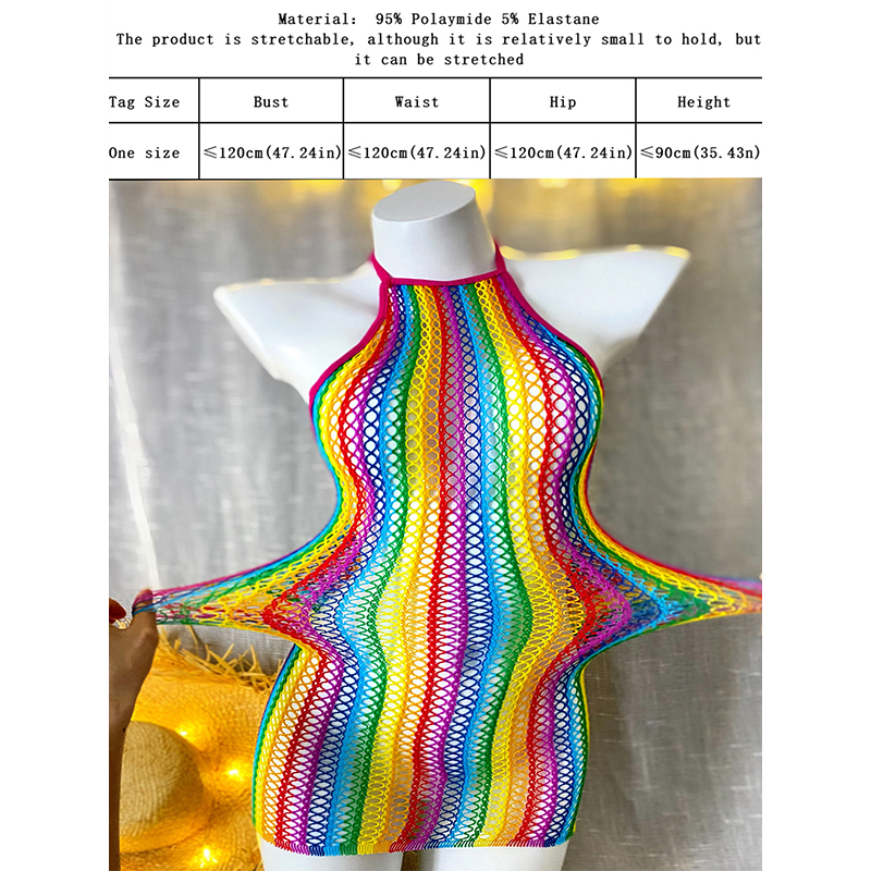 AliExpress 1PC Sexy Women Fishnet Cover Up Without Bikini Hollow Out Bodycon Dress See Through Beachwear Summer Women's Swimwear CT010, view 5