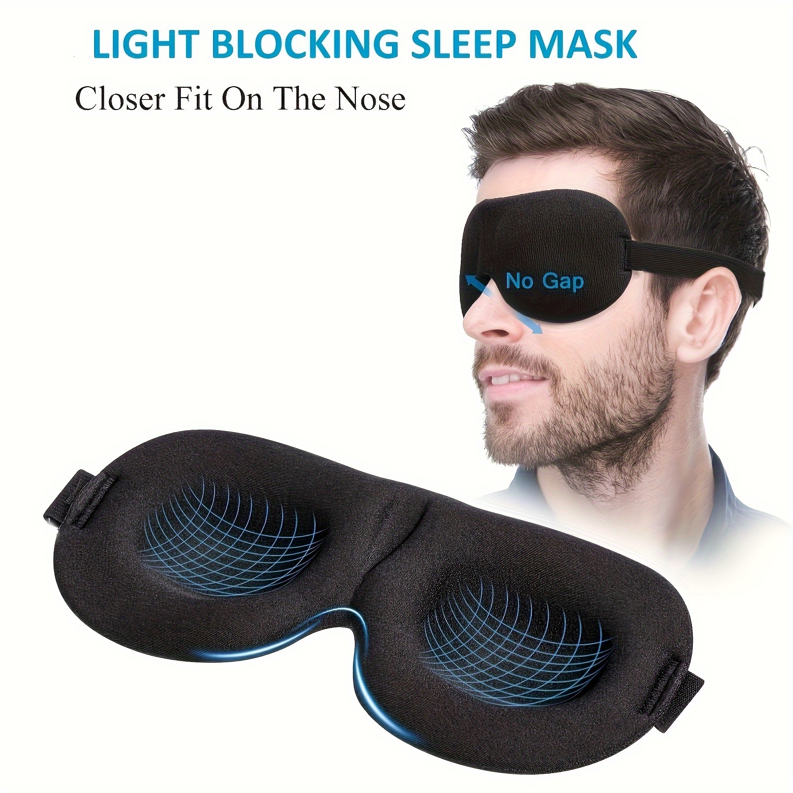 AliExpress 1pc Unisex Sleep Mask, 3D Light Blocking Eye Mask, Comfortable Polyester, Ideal for Supine and Side Sleepers Eyepatch
