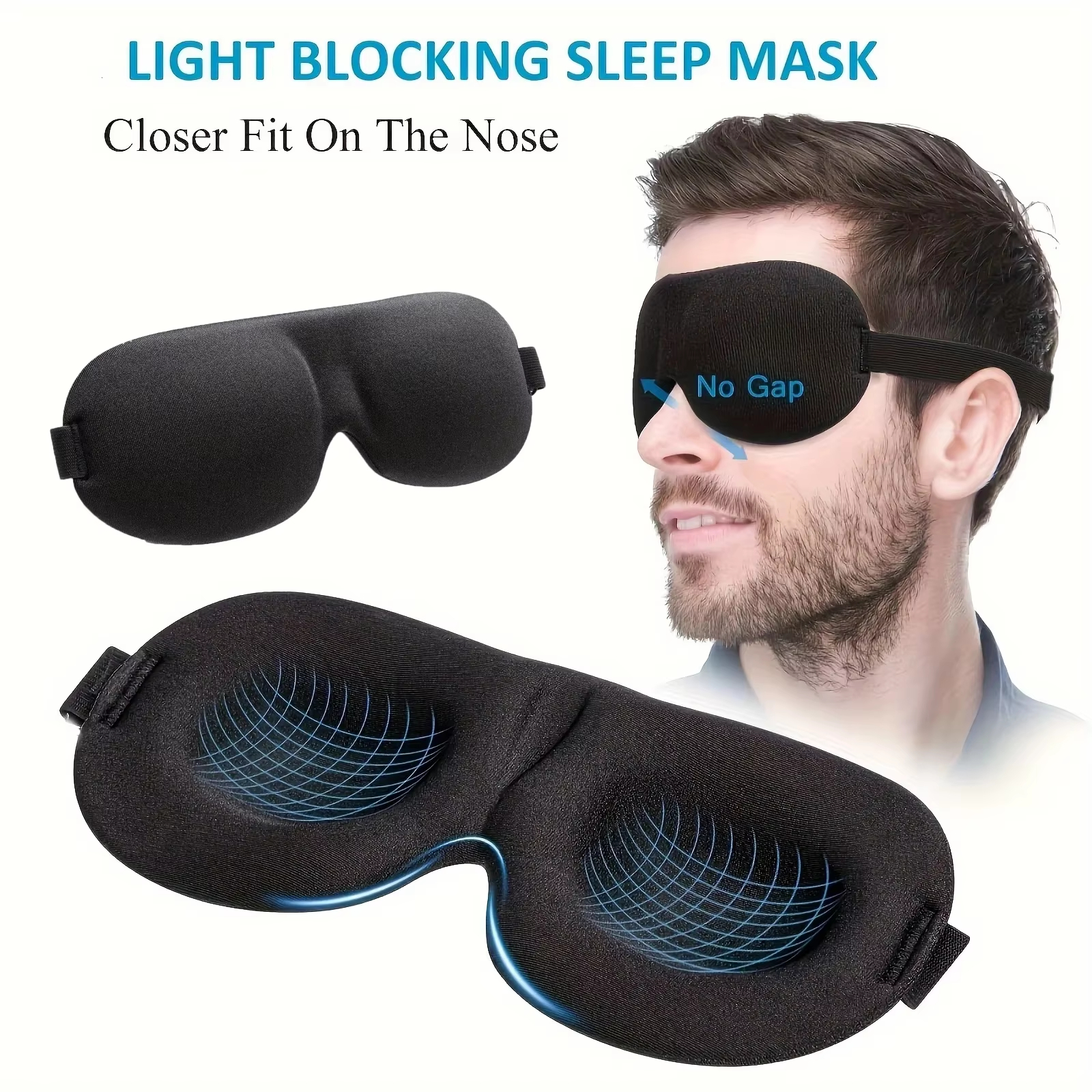 AliExpress 1pc Unisex Sleep Mask, 3D Light Blocking Eye Mask, Comfortable Polyester, Ideal for Supine and Side Sleepers Eyepatch