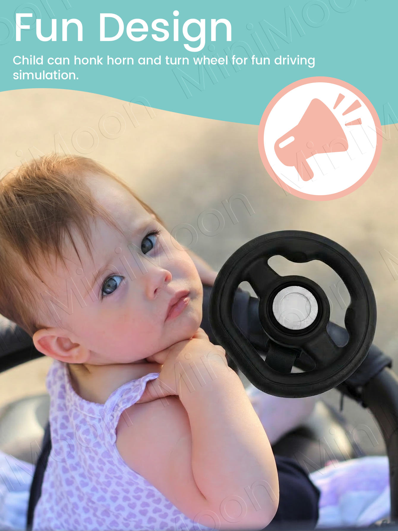 AliExpress 1PC Universal Pretend Steering Wheel for Strollers & Carts - Detachable, Fun Driving Attachment, view 6