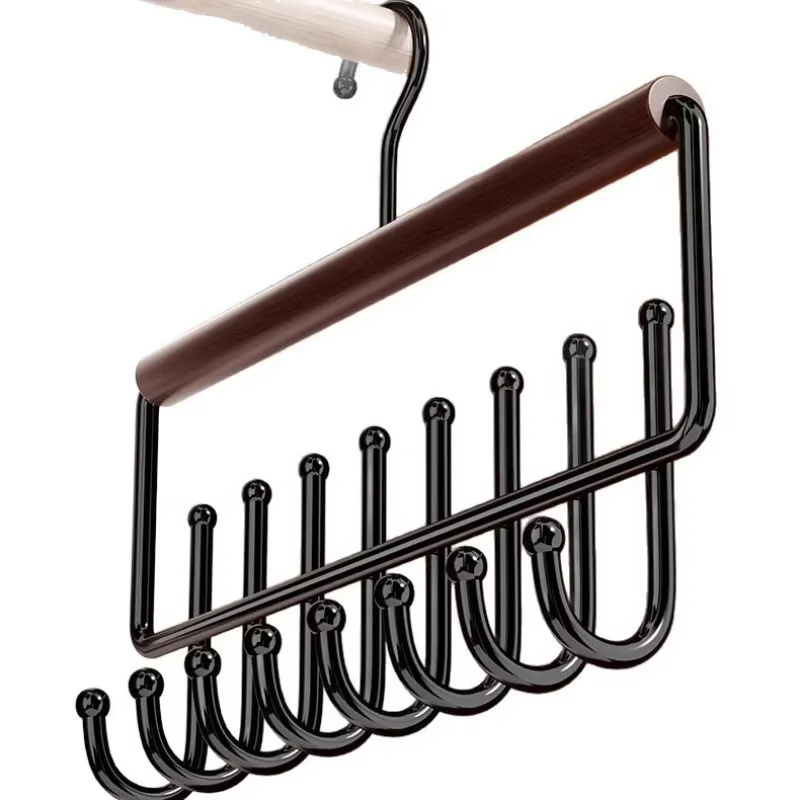 AliExpress Wooden Hat and Belt Organizer Rack with Hooks, view 2