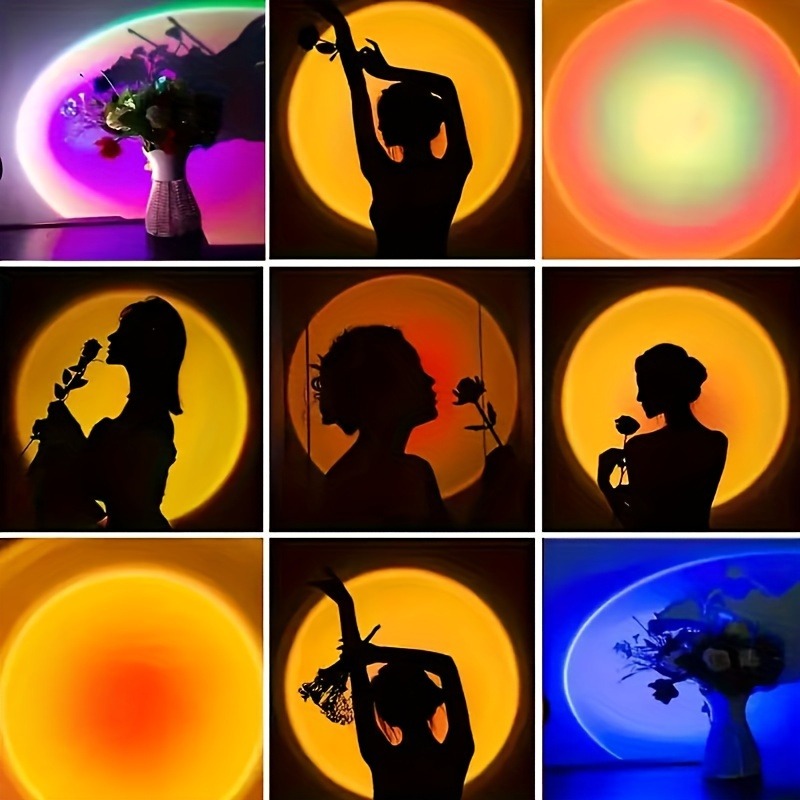 AliExpress 1pc Vibrant Sunset Projection Light - 16-Color Spectrum, USB Remote Control, Dynamic Color Changing LED Light -Creates Warm Home, view 2