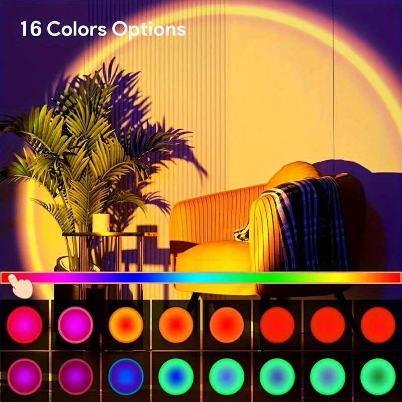 AliExpress 1pc Vibrant Sunset Projection Light - 16-Color Spectrum, USB Remote Control, Dynamic Color Changing LED Light -Creates Warm Home, view 4