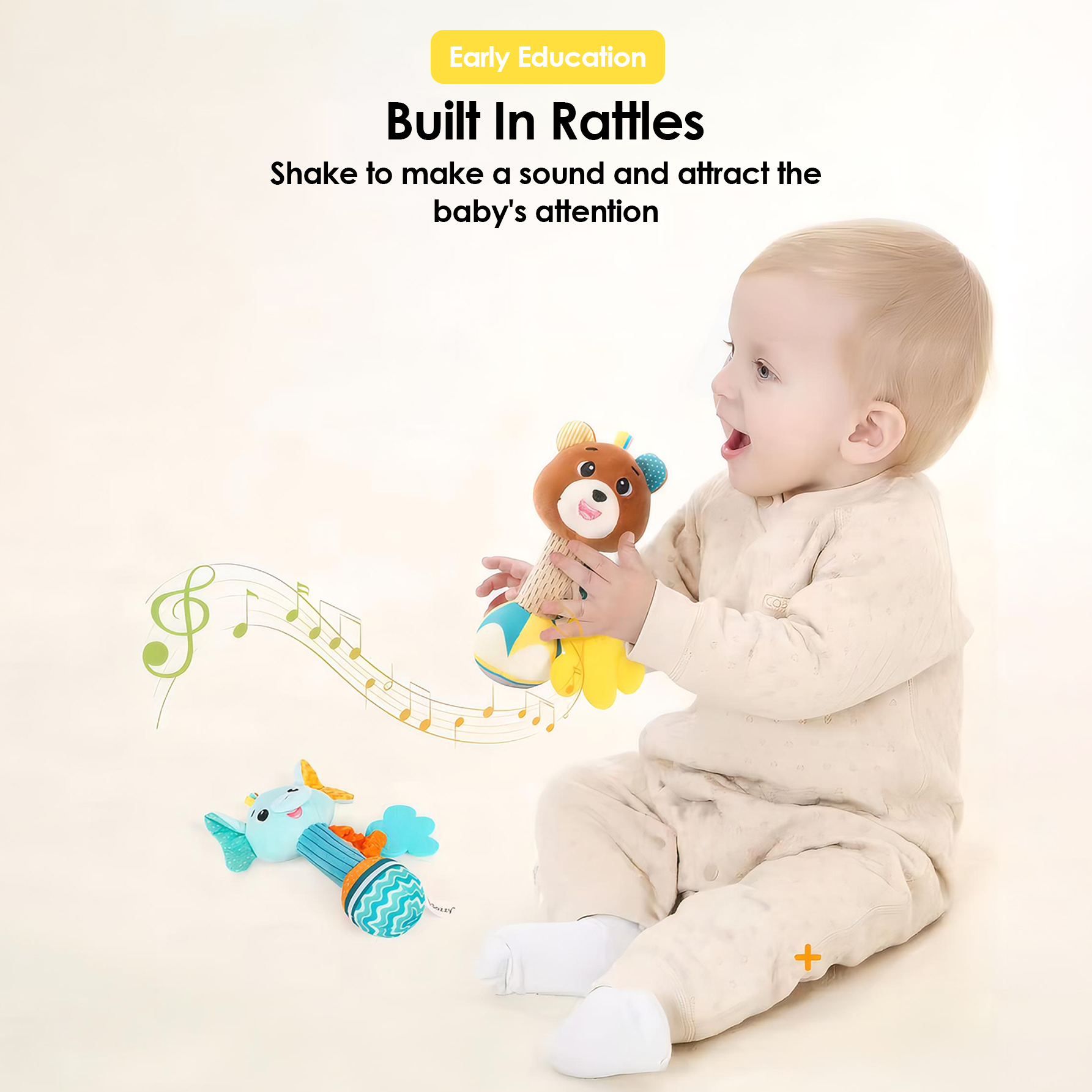 AliExpress 1pcs 0-12M Newborn Baby Dental Gum Hand Grip Soothing Toy Can Bite Practice Grasping Parent Baby Interactive Puzzle Rattle Toy, view 4