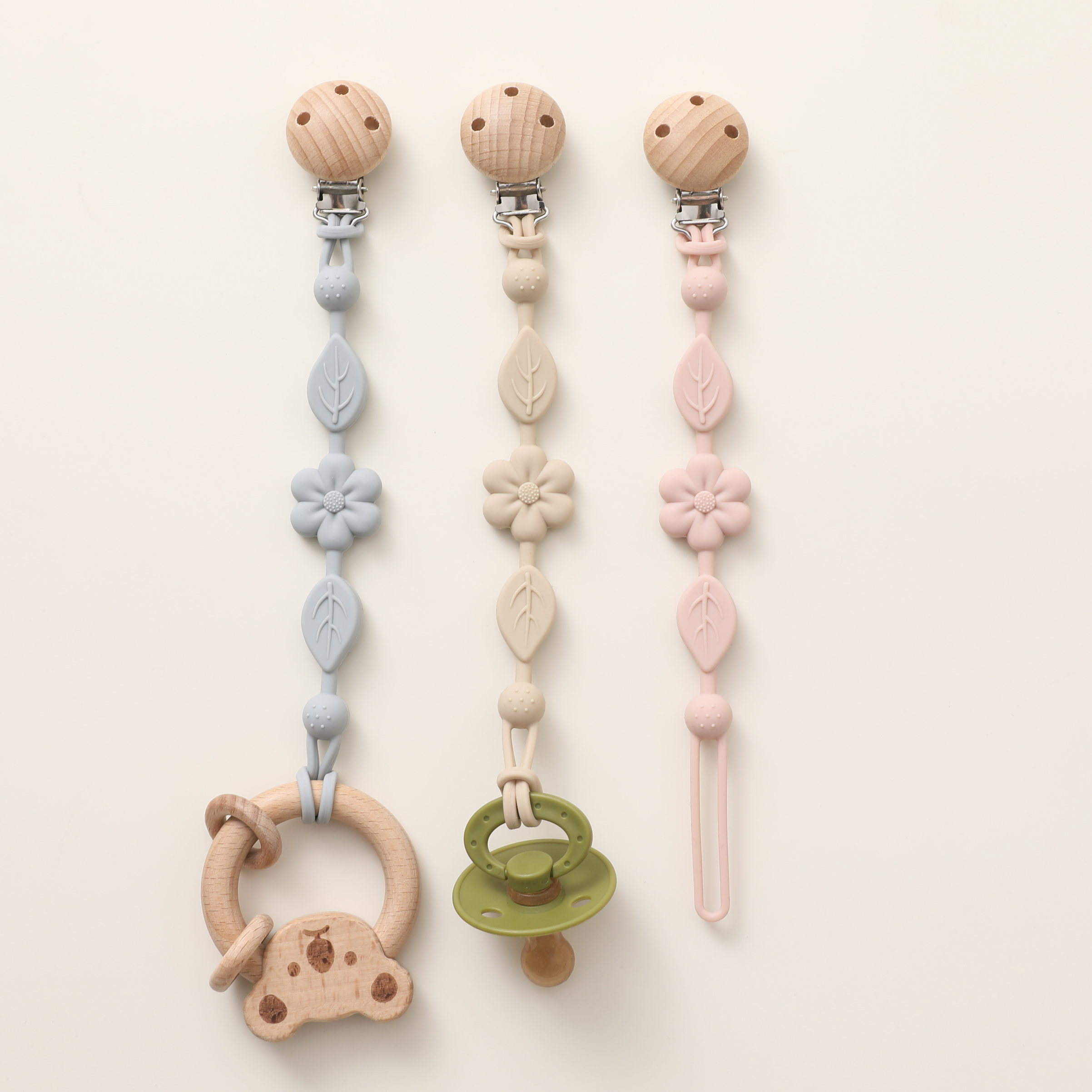 AliExpress 1pcs Baby Silicone Pacifier Chains, Flower  Anti Loss Adjustable Pacifier Holder For Newborn, Suitable For Baby Toy Products, view 2