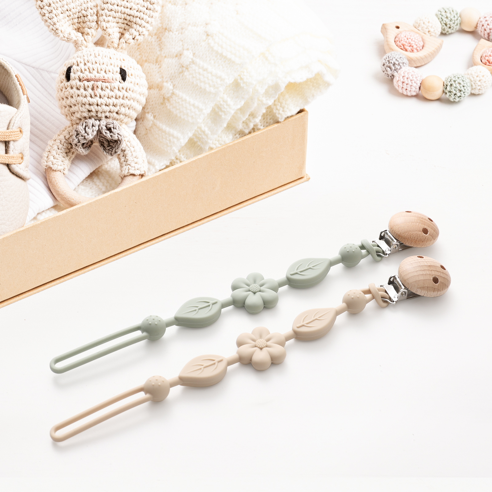 AliExpress 1pcs Baby Silicone Pacifier Chains, Flower  Anti Loss Adjustable Pacifier Holder For Newborn, Suitable For Baby Toy Products, view 3