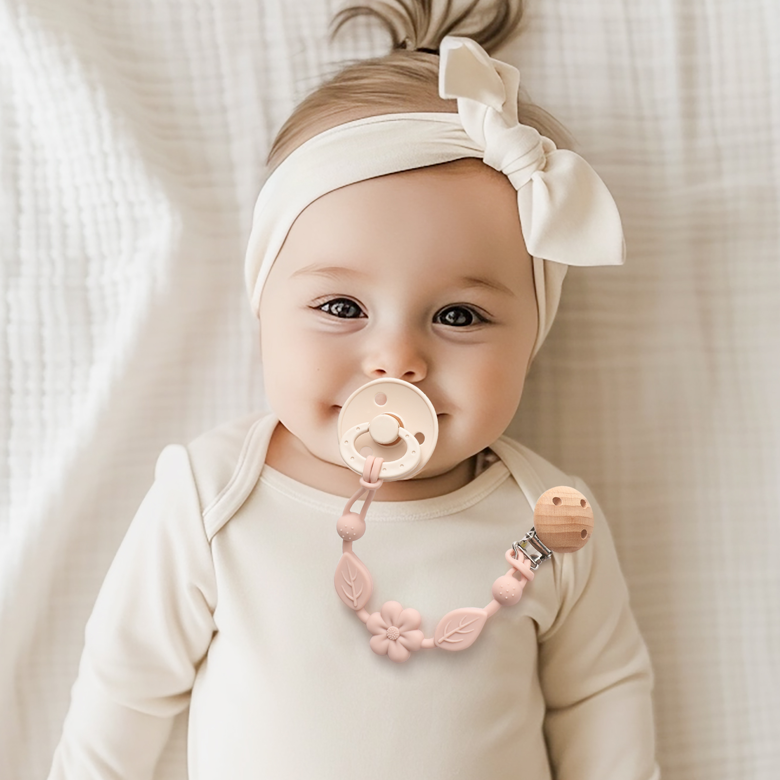 AliExpress 1pcs Baby Silicone Pacifier Chains, Flower  Anti Loss Adjustable Pacifier Holder For Newborn, Suitable For Baby Toy Products, view 6