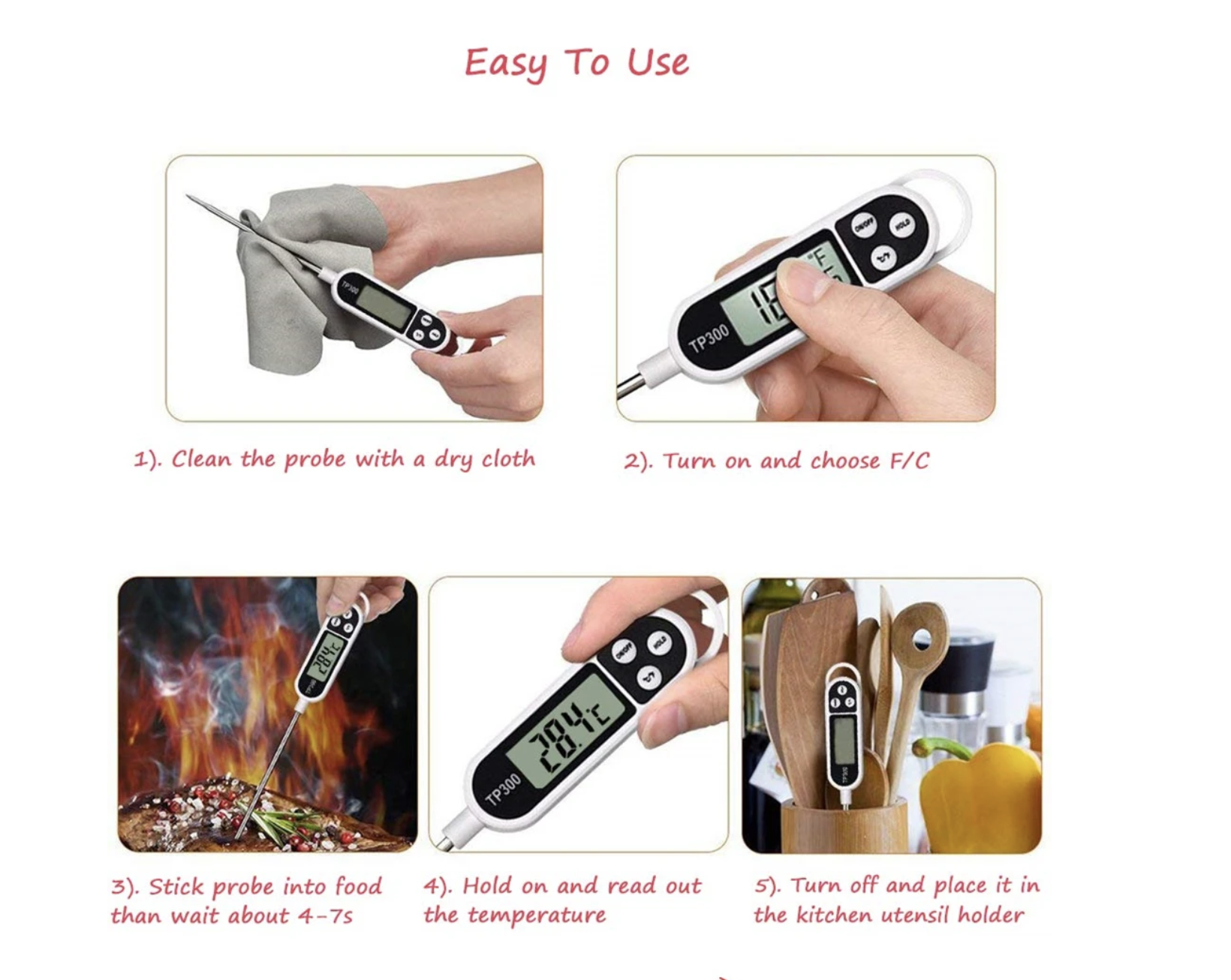 AliExpress TP300 Digital Kitchen Food Thermometer, view 4