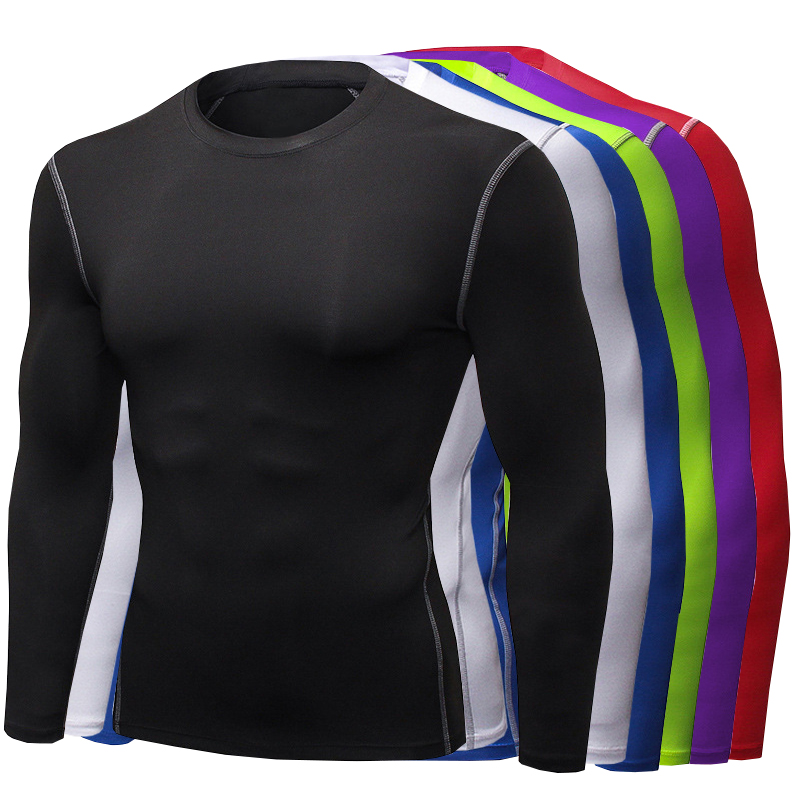 AliExpress 1pcs Men's Long-sleeved Thermal Underwear Male Thin Tight Fitting Fast Dry Elastic Fitness Tops Man Autumn Winter Sprots Wear