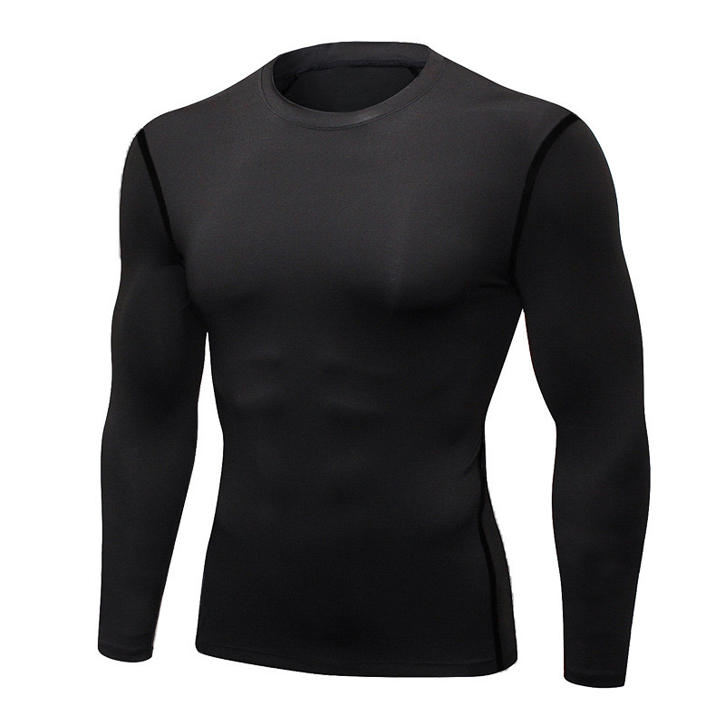 AliExpress 1pcs Men's Long-sleeved Thermal Underwear Male Thin Tight Fitting Fast Dry Elastic Fitness Tops Man Autumn Winter Sprots Wear, view 2