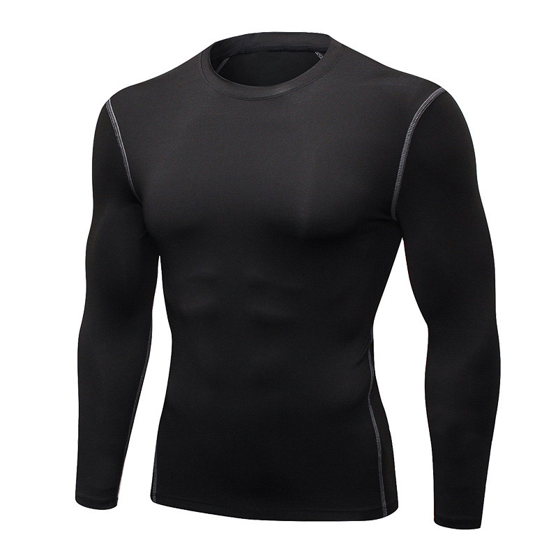 AliExpress 1pcs Men's Long-sleeved Thermal Underwear Male Thin Tight Fitting Fast Dry Elastic Fitness Tops Man Autumn Winter Sprots Wear, view 3