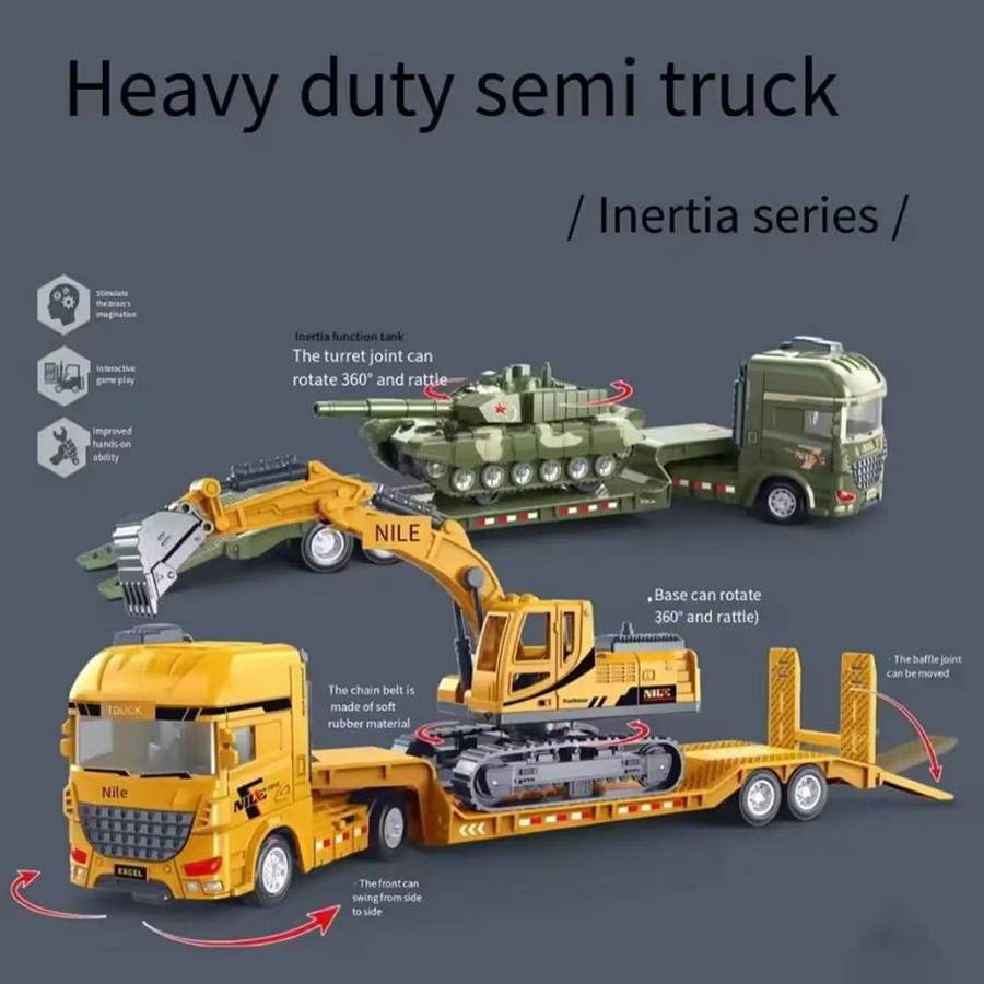 AliExpress 1pcs Scale-Carrier Container Engineering Set Vehicle Excavator Transport Truck Model Inertial Car Education Toys Gift for Childr, view 2