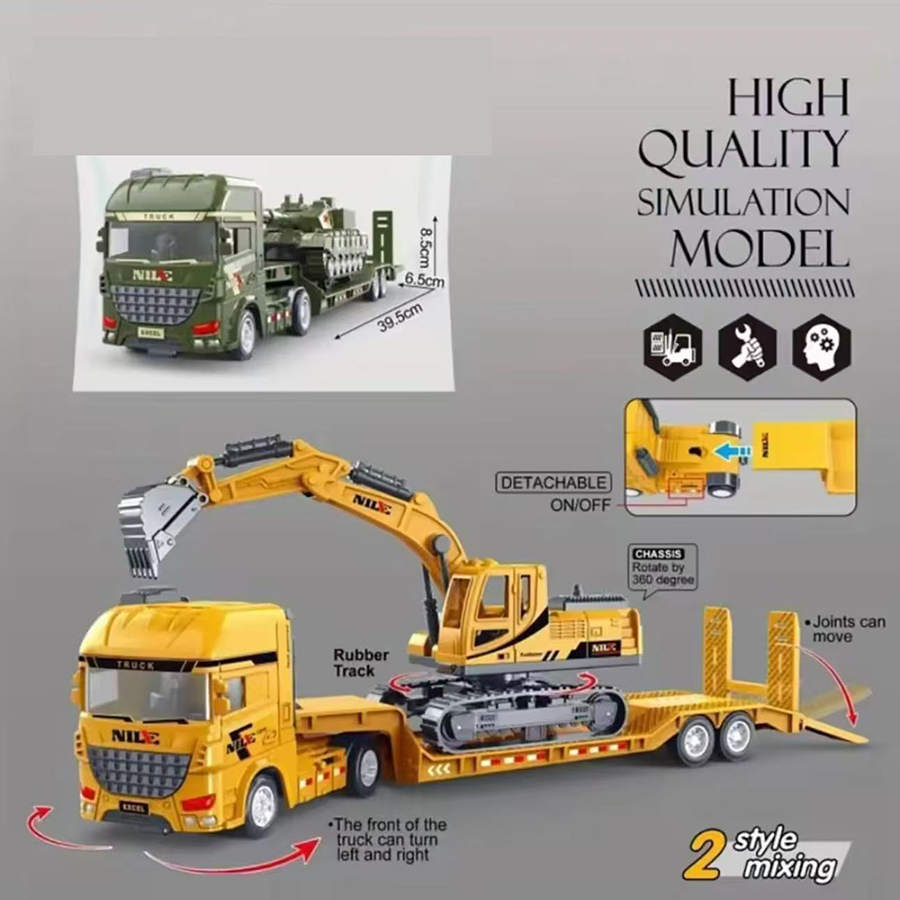 AliExpress 1pcs Scale-Carrier Container Engineering Set Vehicle Excavator Transport Truck Model Inertial Car Education Toys Gift for Childr, view 4