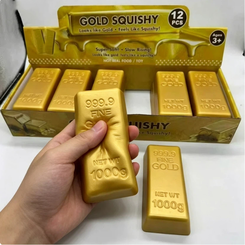 AliExpress 1PCS Simulate Gold Brick Squishy Slow Rising Stress Relief Toy Realistic Gold Bar Squeeze Anti-Anxiety Fidget Toy Party Favors