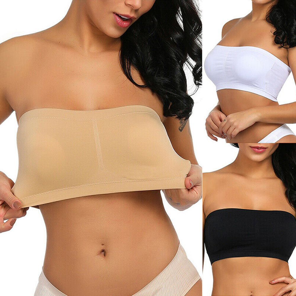 AliExpress 1pcs Women's Bra Plus Size Strapless Bra Thin Removable Chest Cushion Top Stretchy Seamless Invisible Bra S-6XL, view 2