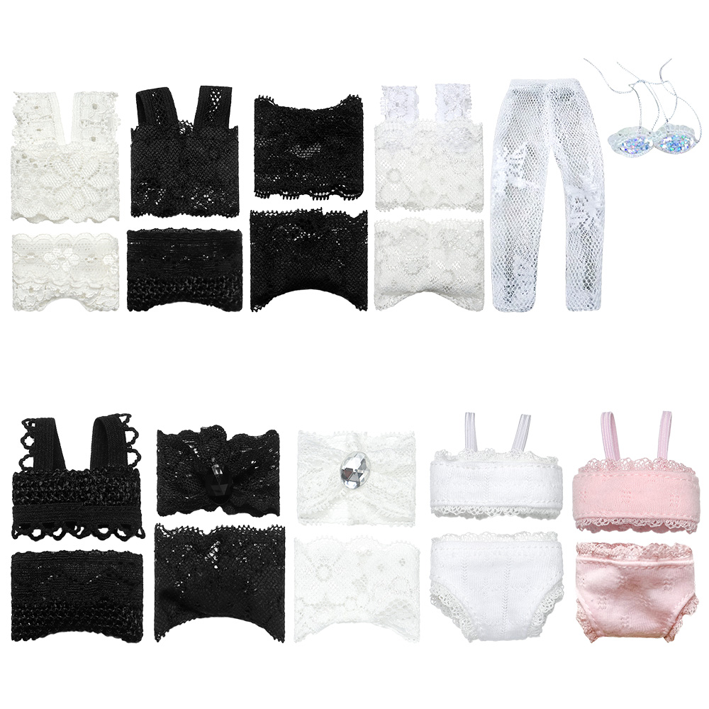 AliExpress 1Set Soft Lace Underwear Bra Briefs For 30CM Doll 1/6 Knickers For Blythe 1/6 BJD Dolls Top Underpant For Dollhouse Kids Toy