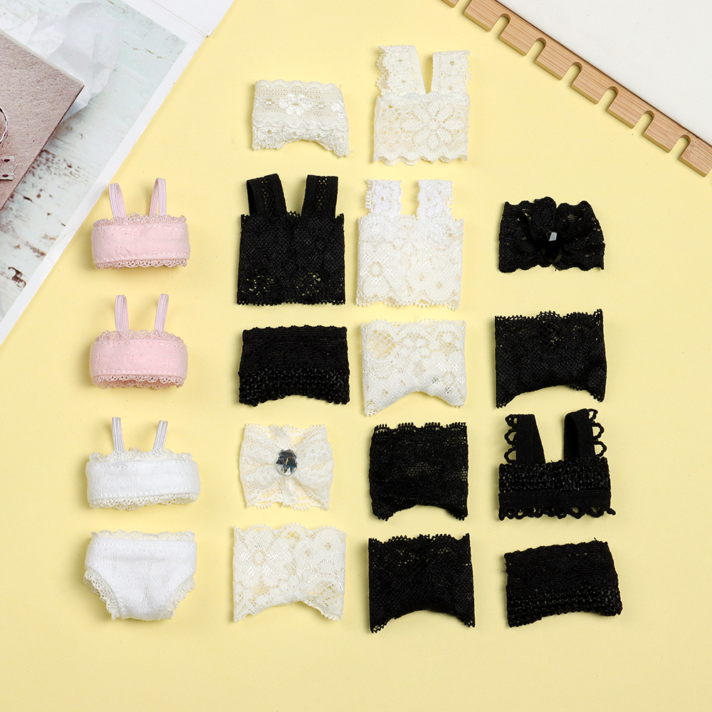 AliExpress 1Set Soft Lace Underwear Bra Briefs For 30CM Doll 1/6 Knickers For Blythe 1/6 BJD Dolls Top Underpant For Dollhouse Kids Toy, view 4