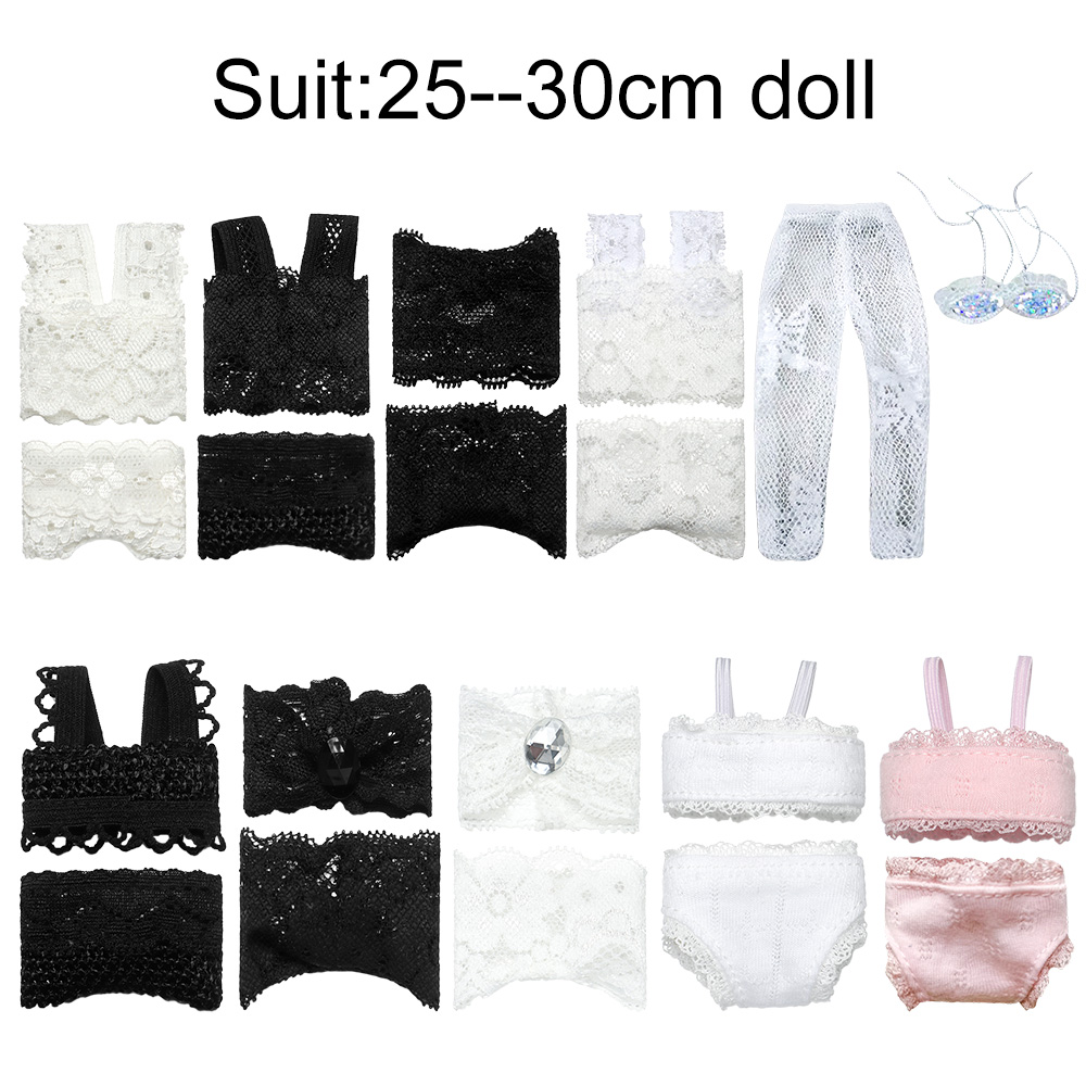 AliExpress 1Set Soft Lace Underwear Bra Briefs For 30CM Doll 1/6 Knickers For Blythe 1/6 BJD Dolls Top Underpant For Dollhouse Kids Toy, view 5