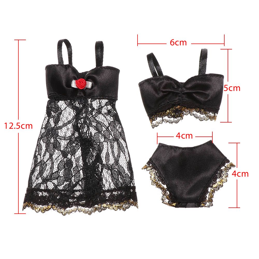 AliExpress 1Set Soft Lace Underwear Bra Briefs For 30CM Doll 1/6 Knickers For Blythe 1/6 BJD Dolls Top Underpant For Dollhouse Kids Toy, view 6