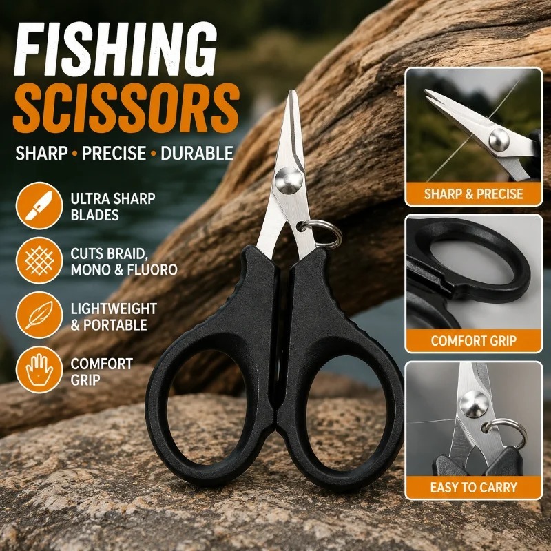 AliExpress 1set Titanium Coating Stainless Steel Fishing Scissor Plier Cut PE Braid Line Cutter Plies Carp Outdoor Fishing Accessories Tool