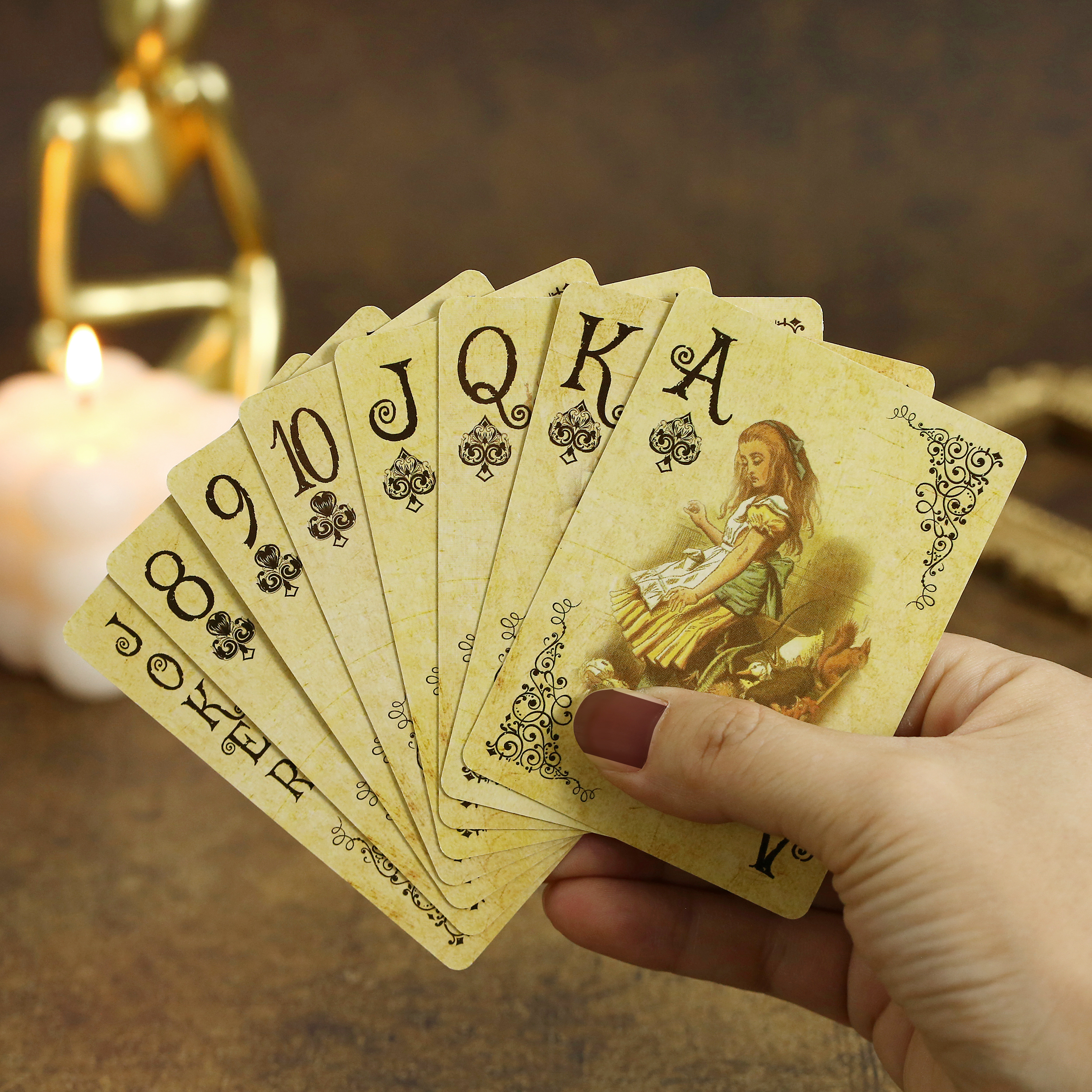 AliExpress 1Set Vintage Style Playing Cards Alice in Wonderland Poker Playing Cards Deck Board Games Retro Poker Never Open