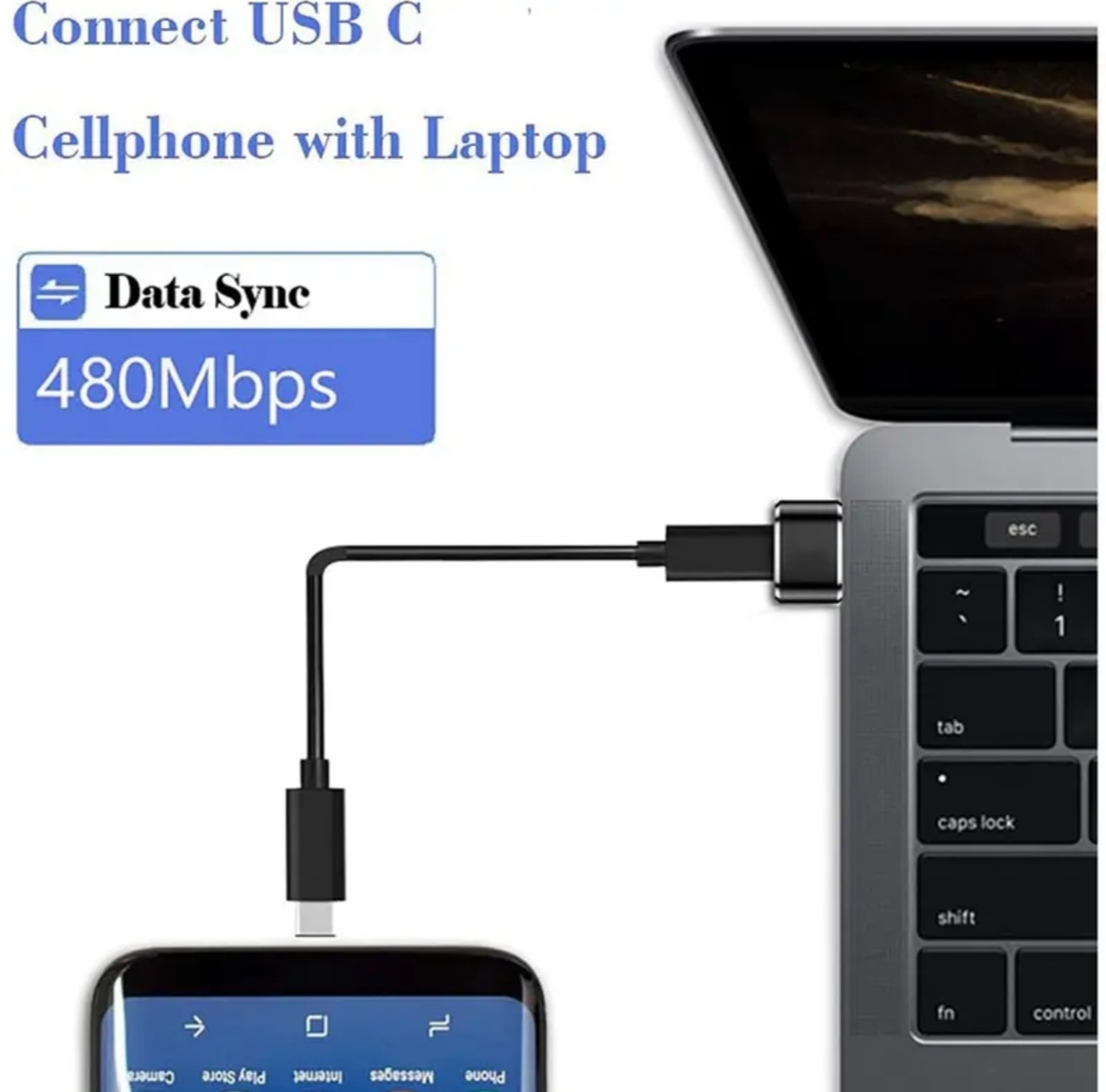 AliExpress USB-A Female to USB-C Male OTG Adapter, view 3
