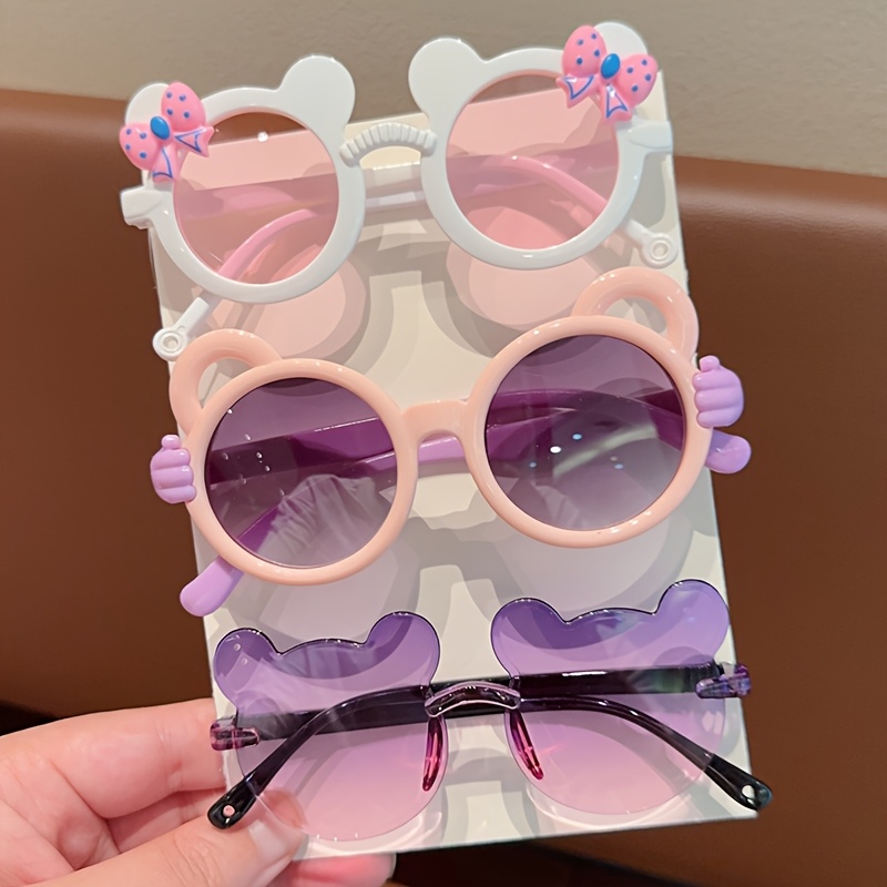 AliExpress 2/3Pcs Boy Girl Cute Bear Frame Bowknot Kids Children Fashion Glasses Eyewear, view 3