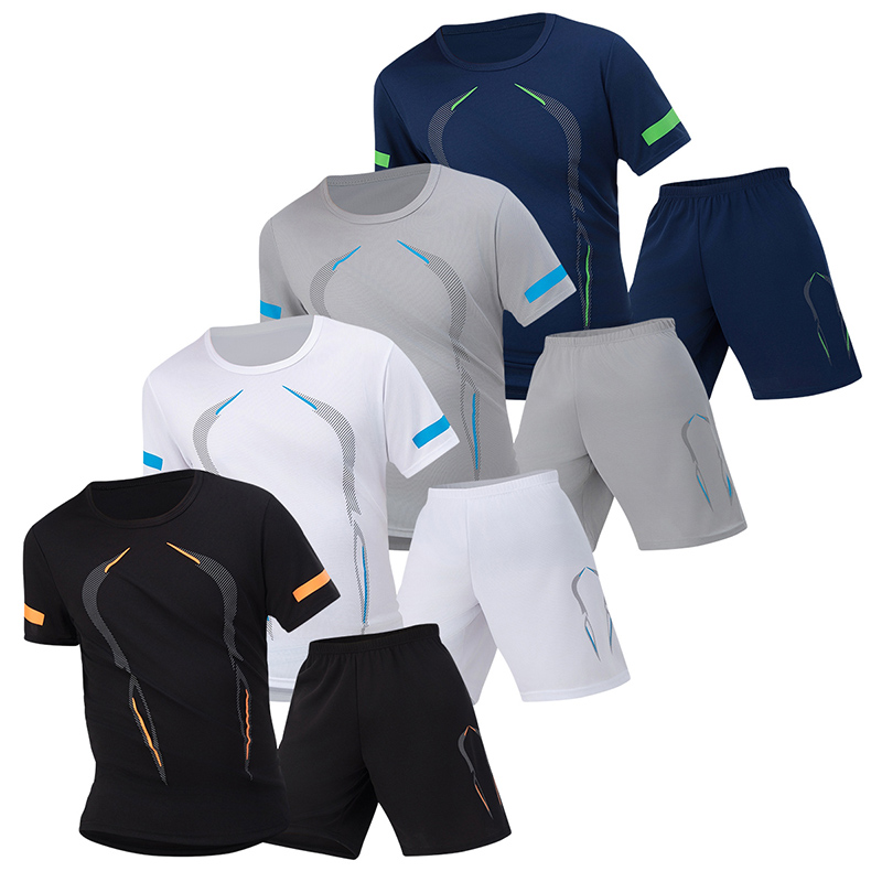 AliExpress 2/4/6 Pcs Plus Size Men's Quick-drying Short-sleeved Shorts Suit Men's Leisure Sports Running Fitness T-shirt Joker Shorts Teen, view 4