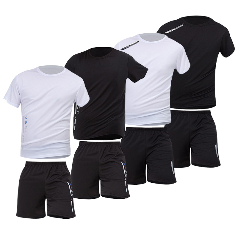 AliExpress 2/4/6 Pcs Plus Size Men's Quick-drying Short-sleeved Shorts Suit Men's Leisure Sports Running Fitness T-shirt Joker Shorts Teen, view 5