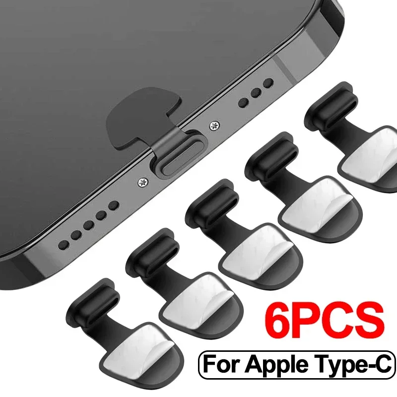 AliExpress 2/4/6PCS Charging Port Anti-Dust Dirt Plug for IPhone Samsung USB Type-C Port Protector Silicone Dustplugs Cover Anti-Lost Cap, view 2